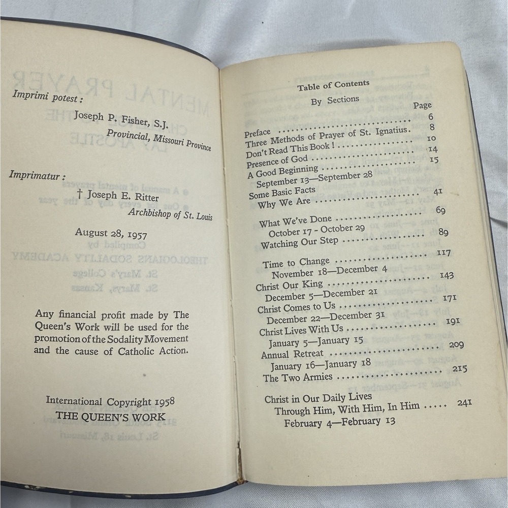 1958 MENTAL PRAYER: CHALLENGE TO THE LAY APOSTLE PRAYER MANUAL STORED - Picture 7 of 9
